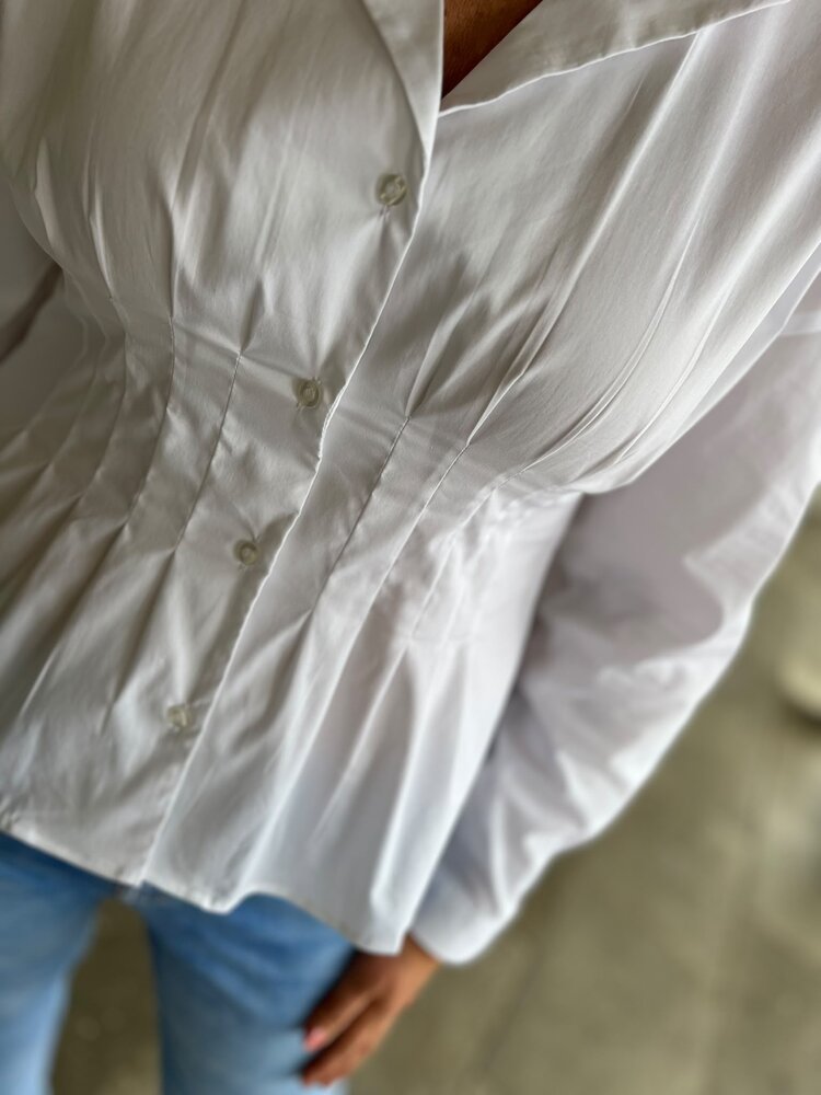 JDY JDYMIO L/S FITTED V-NECK SHIRT WVN EXP WHITE