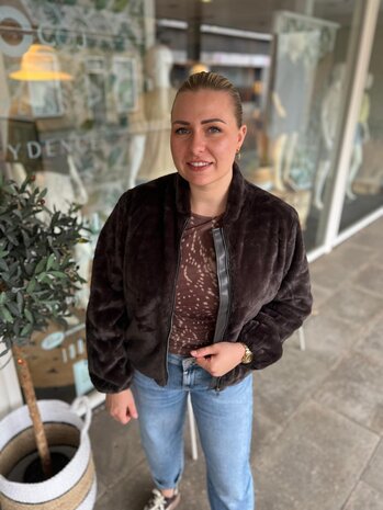 JDY JDYMACY FAUX FUR BALLOON JACKET OTW NOOS CHOCOLATE TORTE