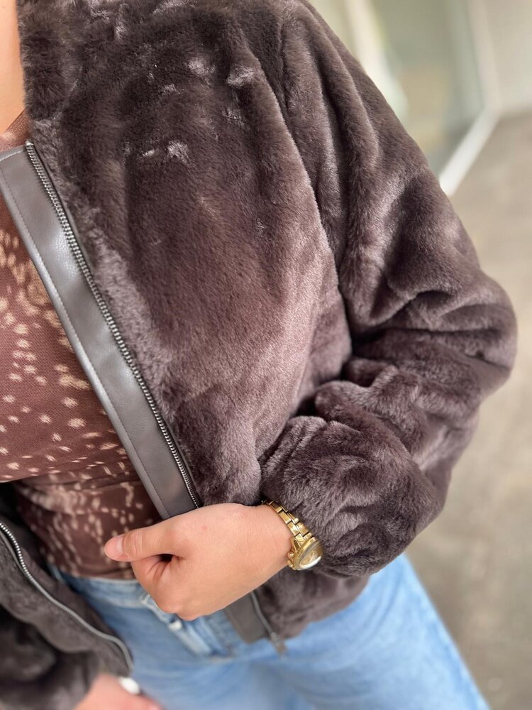 JDY JDYMACY FAUX FUR BALLOON JACKET OTW NOOS CHOCOLATE TORTE