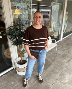 ICHI IHDASILA SS2 CHICORY COFFEE W BIRCH STRIPE