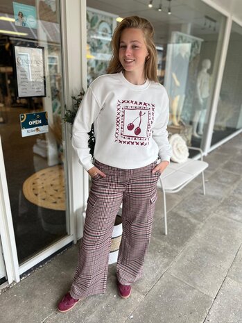 ICHI IHMERELLA BRUSHED SW2 CLOUD DANCER/RHODODENDRON