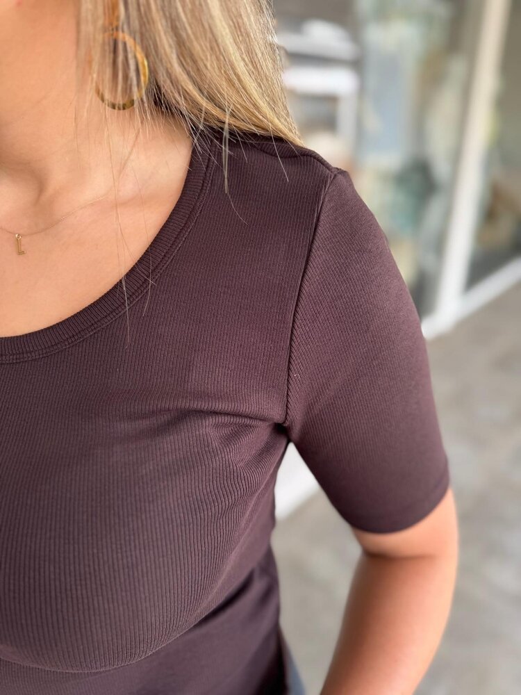 Cup Of Joe Denim T-SHIRT ALINA CHOCOLATE PLUM