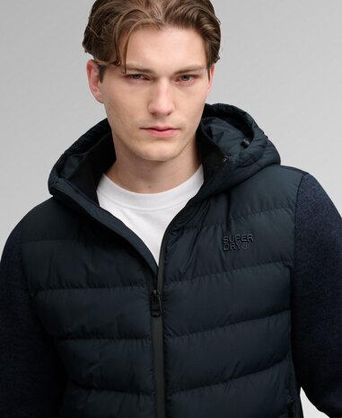 Superdry HOODED STORM KNIT HYBRID JKT ECLIPSE NAVY