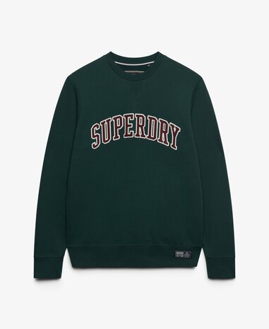 Superdry ATHLETIC APPLIQUE RELAXED CREW ENAMEL GREEN
