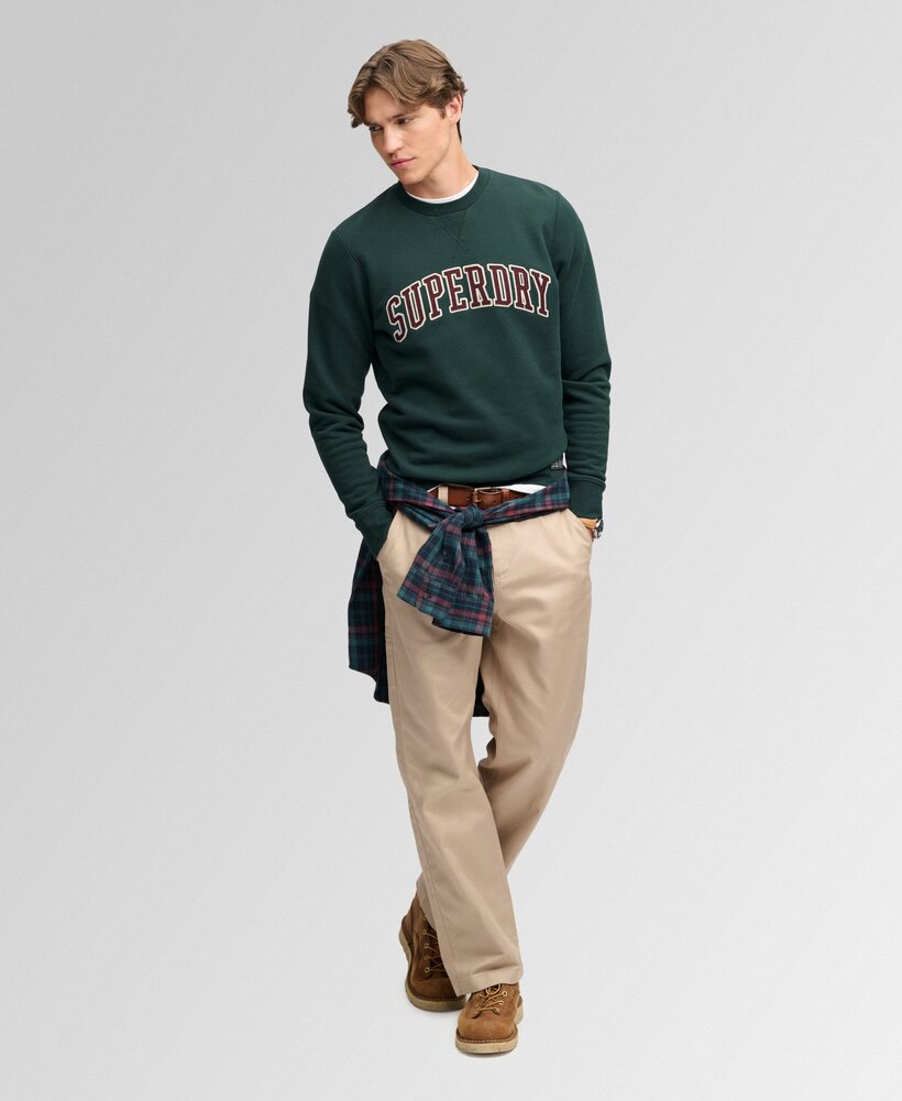 Superdry ATHLETIC APPLIQUE RELAXED CREW ENAMEL GREEN