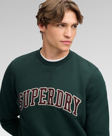 Superdry ATHLETIC APPLIQUE RELAXED CREW ENAMEL GREEN