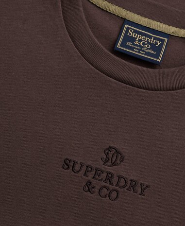 Superdry MICRO LOGO T SHIRT FAWR BROWN
