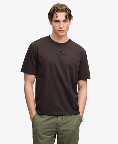Superdry MICRO LOGO T SHIRT FAWR BROWN