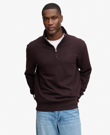 Superdry ESSENTIAL SERIF LOGO HALF ZIP HERTIAGE PORT MARL