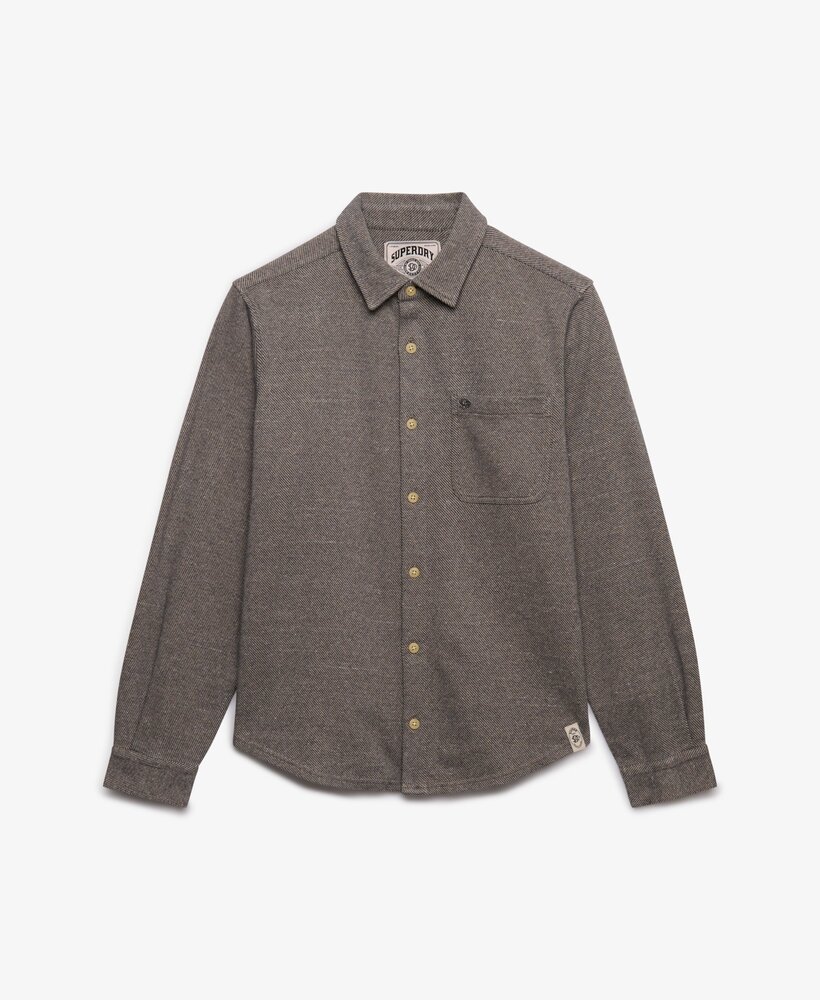 Superdry TWILL TWEED JERSEY SHIRT TAUPE