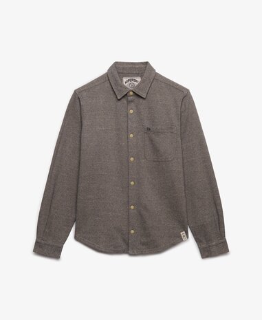 Superdry TWILL TWEED JERSEY SHIRT TAUPE