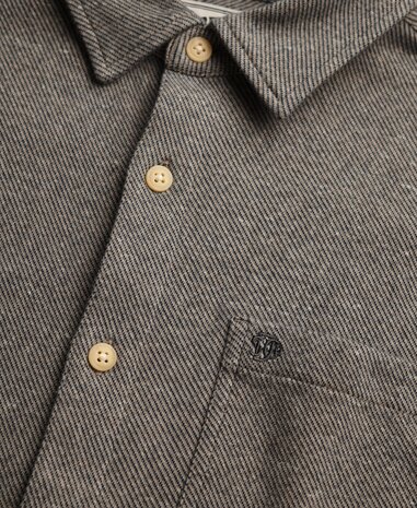 Superdry TWILL TWEED JERSEY SHIRT TAUPE