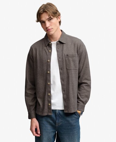 Superdry TWILL TWEED JERSEY SHIRT TAUPE