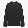 Superdry WAFFLE LONG SLEEVE HENLEY TOP WASHED BLACK