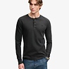 Superdry WAFFLE LONG SLEEVE HENLEY TOP WASHED BLACK