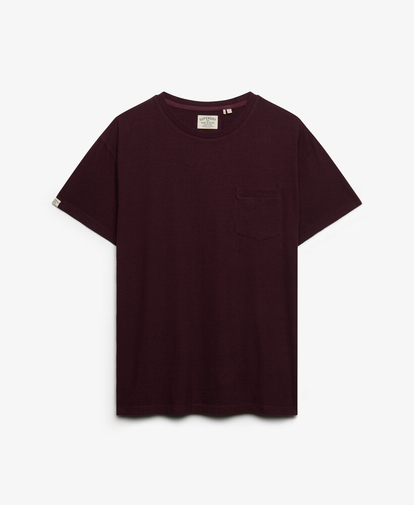 Superdry COTTON CLASSIC LINEN PKT TEE CHERRY BURGUNDY
