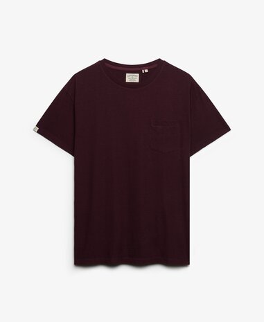 Superdry COTTON CLASSIC LINEN PKT TEE CHERRY BURGUNDY