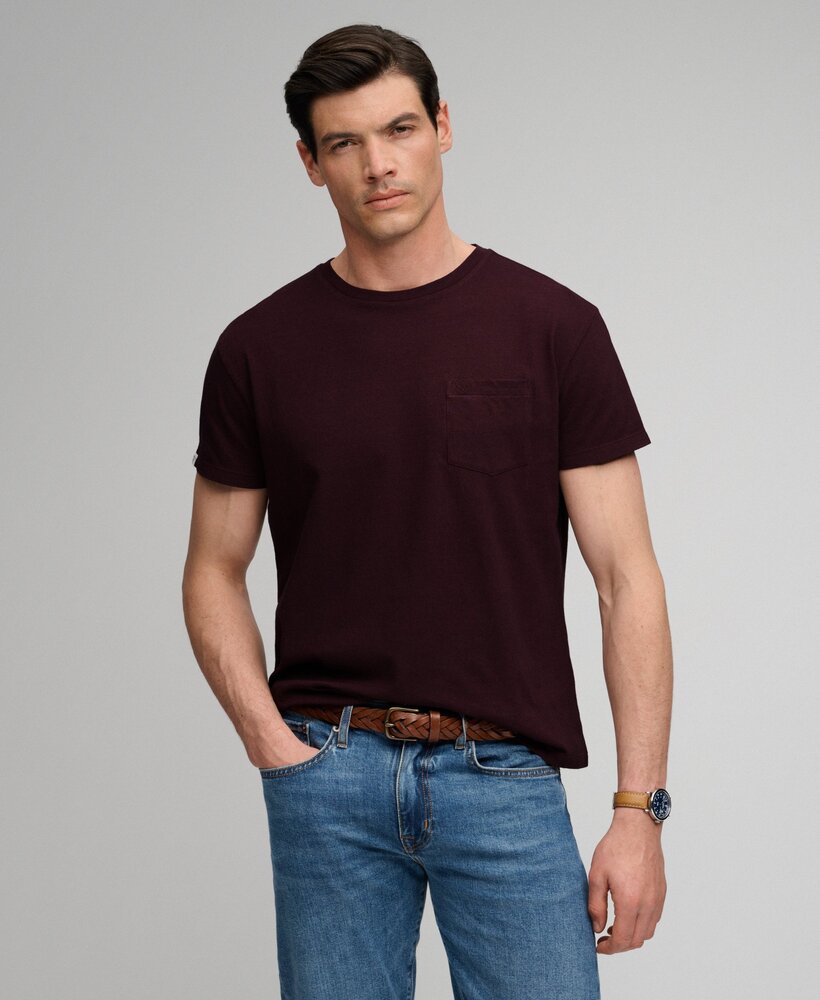 Superdry COTTON CLASSIC LINEN PKT TEE CHERRY BURGUNDY