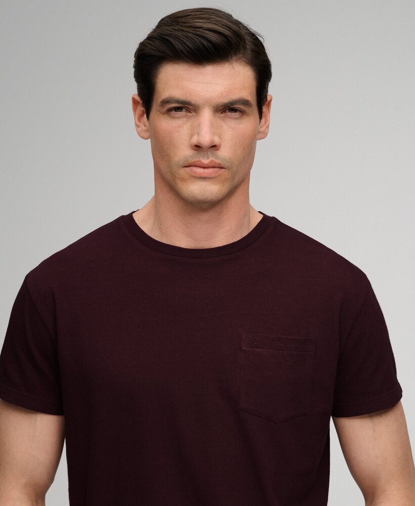 Superdry COTTON CLASSIC LINEN PKT TEE CHERRY BURGUNDY
