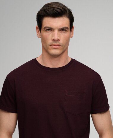 Superdry COTTON CLASSIC LINEN PKT TEE CHERRY BURGUNDY