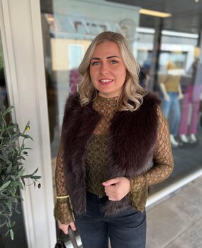JDY JDYORA FAUX FUR WAISTCOAT OTW QIQ NOOS CHOCOLATE TORTE