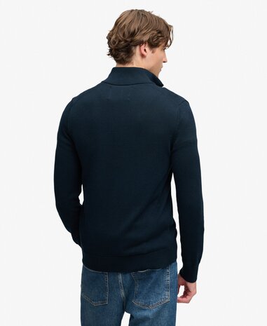 Superdry PREP ESSENTIAL COTTON HALF ZIP ECLIPSE NAVY