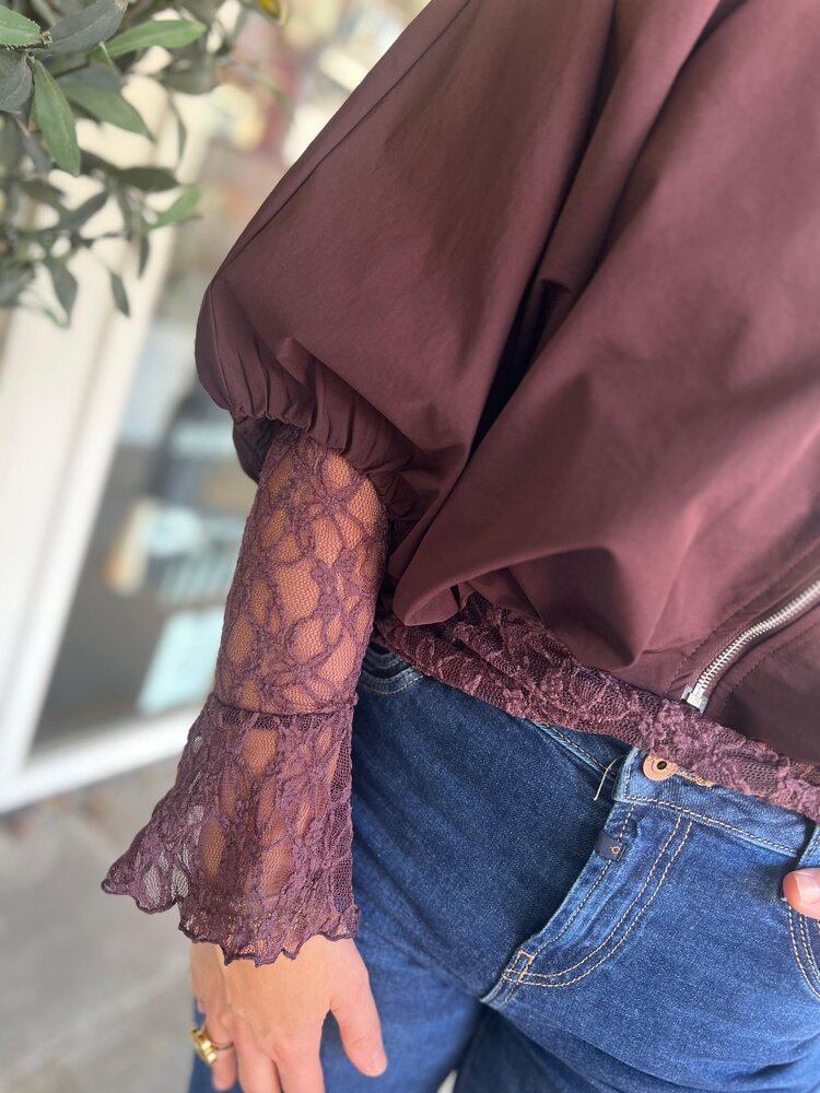 JDY JDYLALA L/S HIGH NECK LACE TOP JRS