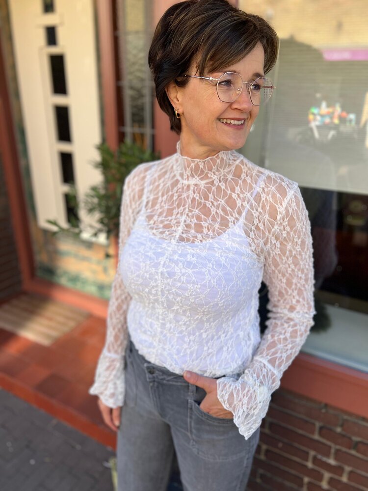 JDY JDYLALA L/S HIGH NECK LACE TOP JRS