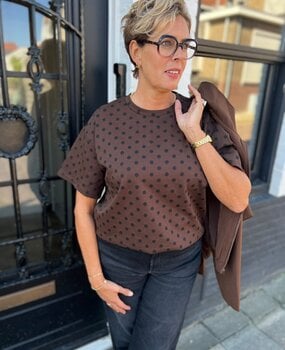 SisterSpoint T-SHIRT VEDA BROWN/BLACK DOT