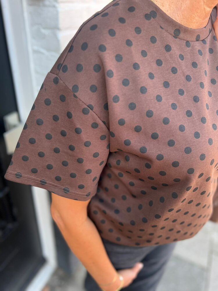 SisterSpoint T-SHIRT VEDA BROWN/BLACK DOT