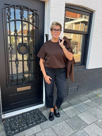 SisterSpoint T-SHIRT VEDA BROWN/BLACK DOT