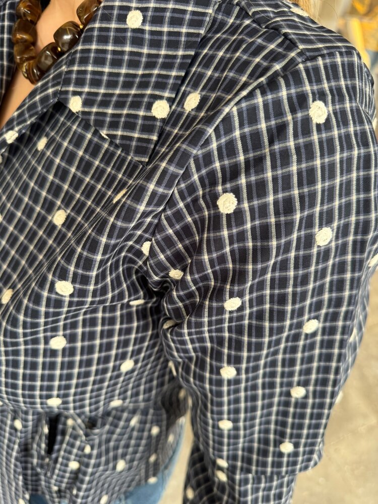 SisterSpoint WRAP BLOUSE GRACY NAVY CHECK
