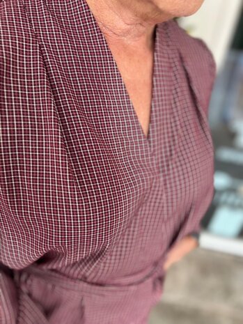 WIKKELBLOUSE RUIT BORDEAUX