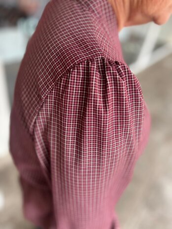 WIKKELBLOUSE RUIT BORDEAUX