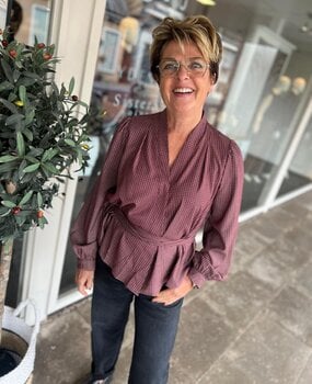 WIKKELBLOUSE RUIT BORDEAUX