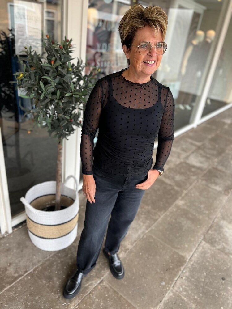 MESH TOP DOT BLACK ONE SIZE