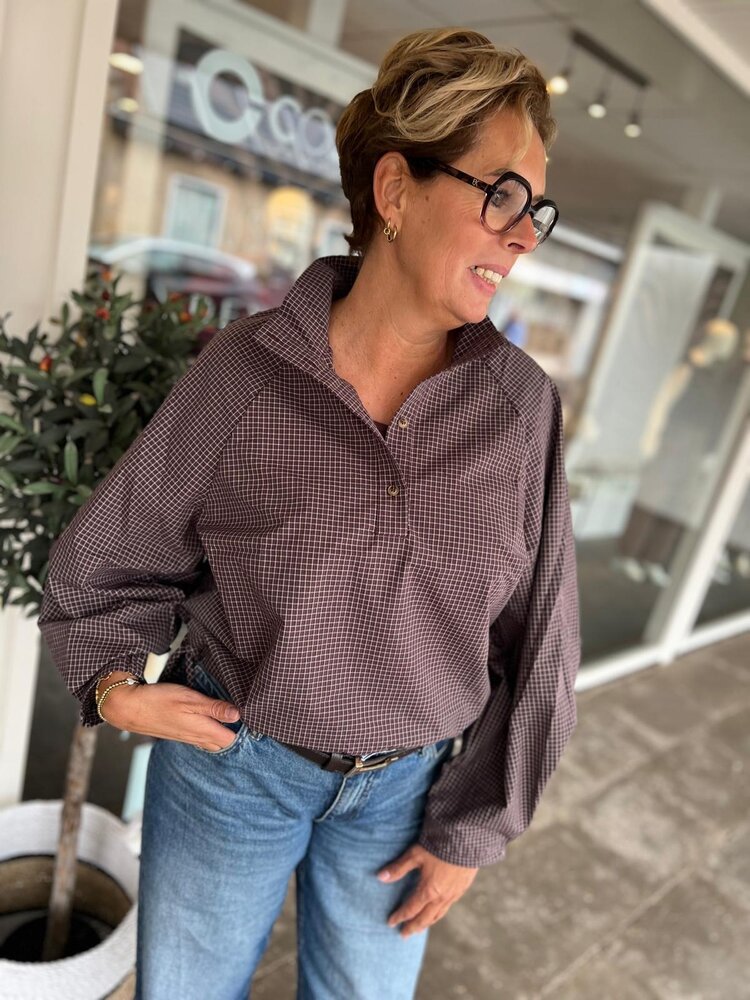 SisterSpoint BLOUSE EDWIN-SH1 BERRY CHECK