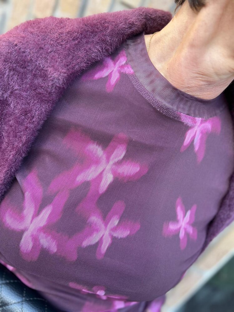 Ydence TOP WILLEMIJN PLUM FLOWER