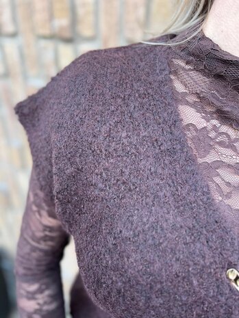 Ydence KNITTED CARDIGAN ROCHELLE DARK BROWN