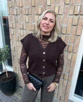 Ydence KNITTED CARDIGAN ROCHELLE DARK BROWN
