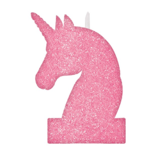 Unicorn candles and cake decorations