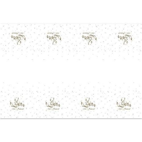 Haza - Witbaard Tafelkleed Eid Mubarak Goud | 120 x 180cm Haza - Witbaard Tafelkleed Eid Mubarak Goud | 120 x 180cm