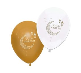 Haza - Witbaard Ballonnen Ramadan Kareem Goud 30cm | 6 stuks