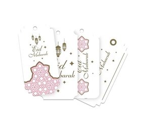 Zin El Afrah Etiquettes à cadeaux pour l'Aïd Mubarak Rose | 8 pièces