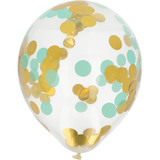 Folat Confetti balloons gold and mint green 30cm | 4 pieces Folat Confetti balloons gold and mint green 30cm | 4 pieces