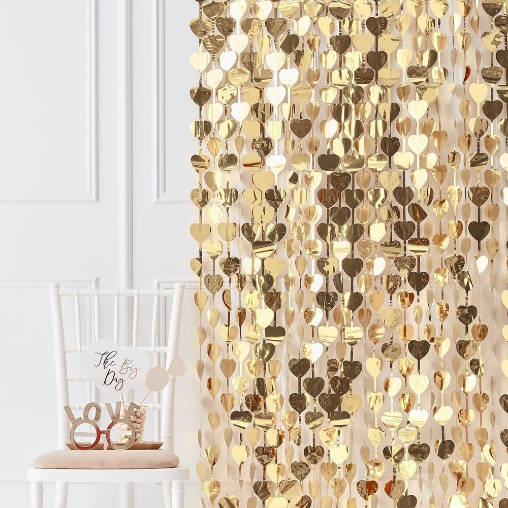 Ginger Ray Backdrop Gold Hearts | 100 x 250cm