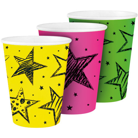 Folat Neon Party Cups 250 ML | 6 pieces Folat Neon Party Cups 250 ML | 6 pieces