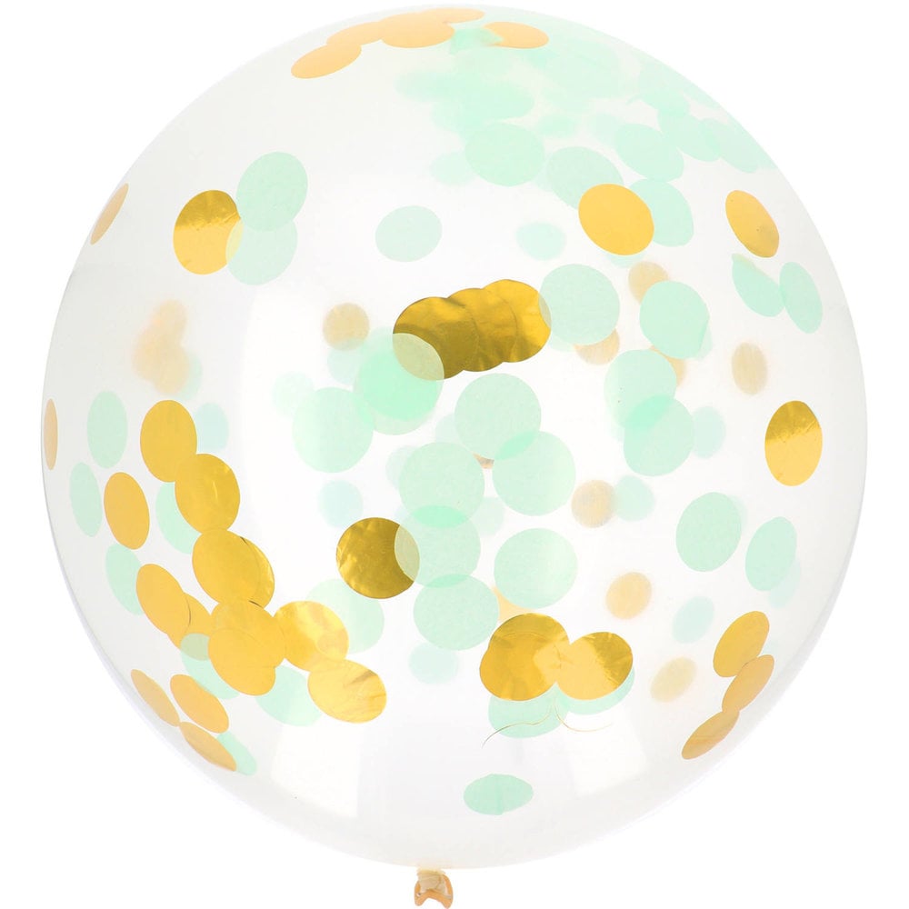 Folat Confetti ballon XL goud en mint groen | 61cm Folat Confetti ballon XL goud en mint groen | 61cm