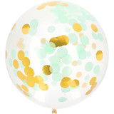 Folat Confetti ballon XL goud en mint groen | 61cm
