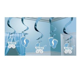 Folat Decoratie swirl geboorte Jongen 5 stuks Folat Decoratie swirl geboorte Jongen 5 stuks